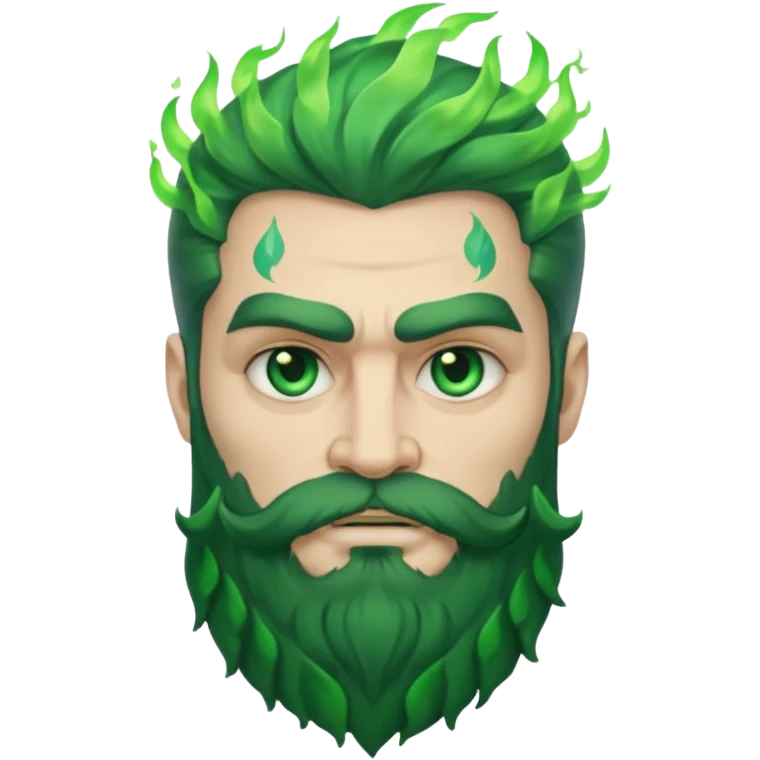 hades greek god with green flames and beard emoji