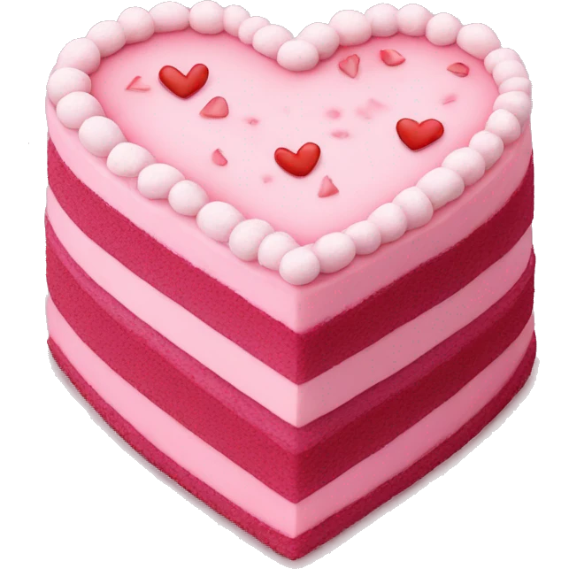 Realistic layered cake pink heart shaped coquette emoji
