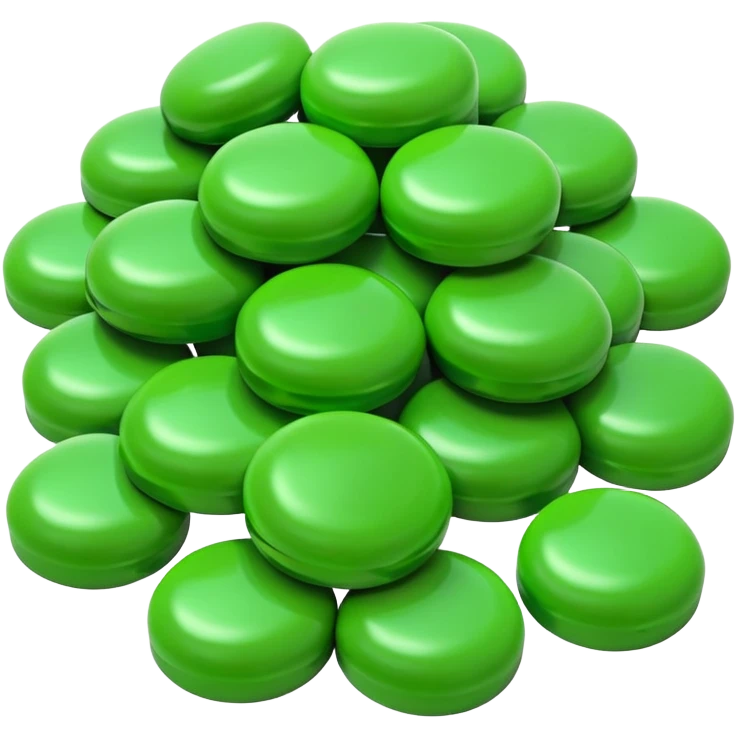 Minimalist pile of green round candies emoji