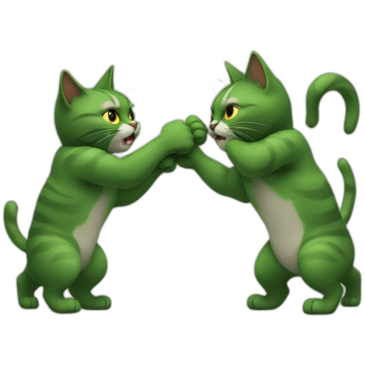 two cat green fighting emoji