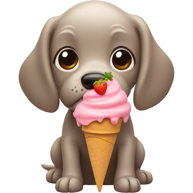 Dog eating strawberry ice cream emoji
