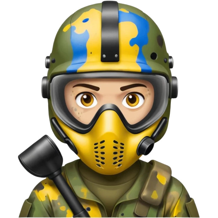 paintball player face distinct emoji