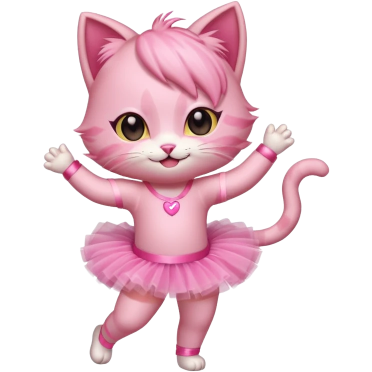 chibi anime pink cat dancing emoji