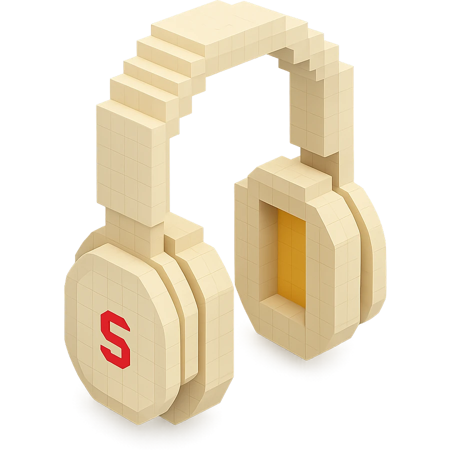 full-size Sony headphones, ivory color, isometric view emoji