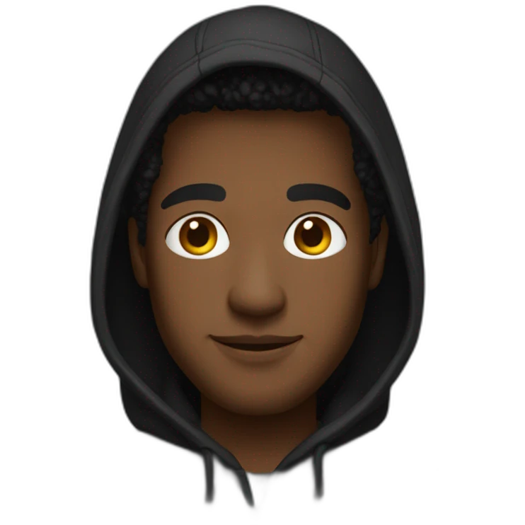 black hoodie bold man emoji