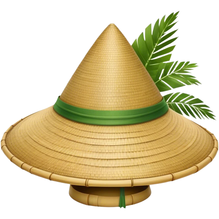 ​Cinematic Realistic Traditional Vietnamese Nón Lá, depicted as a delicately crafted conical hat made of bamboo and palm leaves with subtle texture and natural wear, evoking authentic cultural heritage, please show the hat only emoji