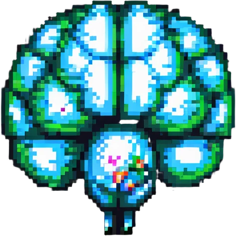 pixel art blown up brain, vibrant and bold emoji