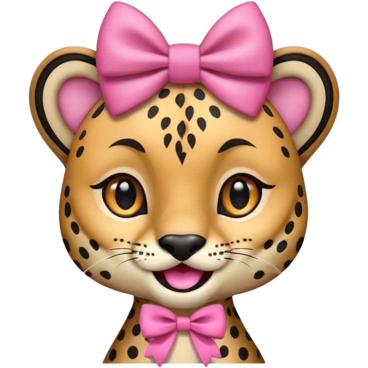 a cheetah with a pink bow emoji