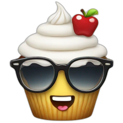 cupcake with cool glasses emoji