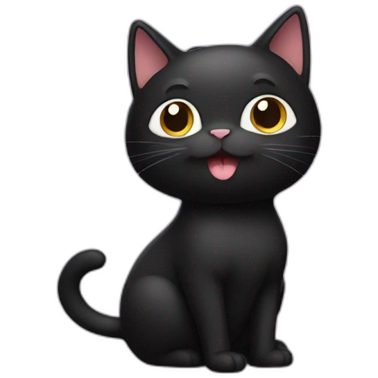 black cat with a big belly emoji