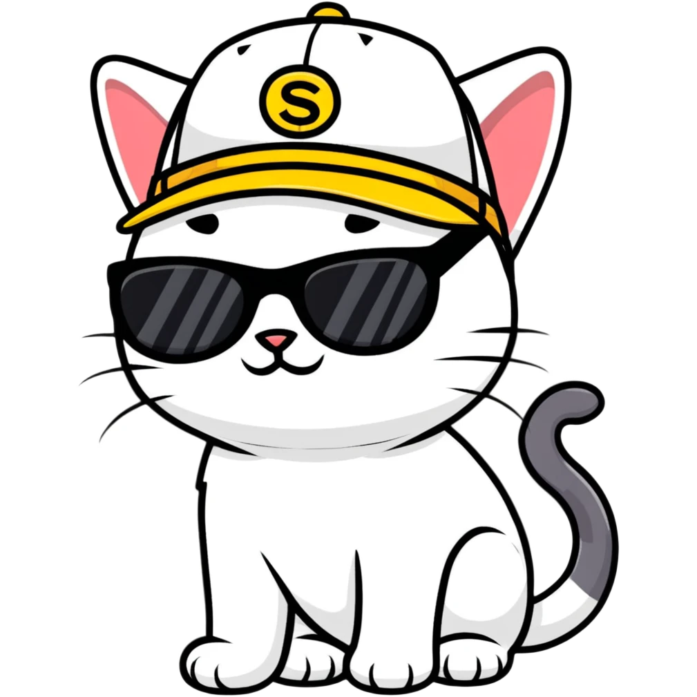 A cat wearing sunglasses and a cap emoji