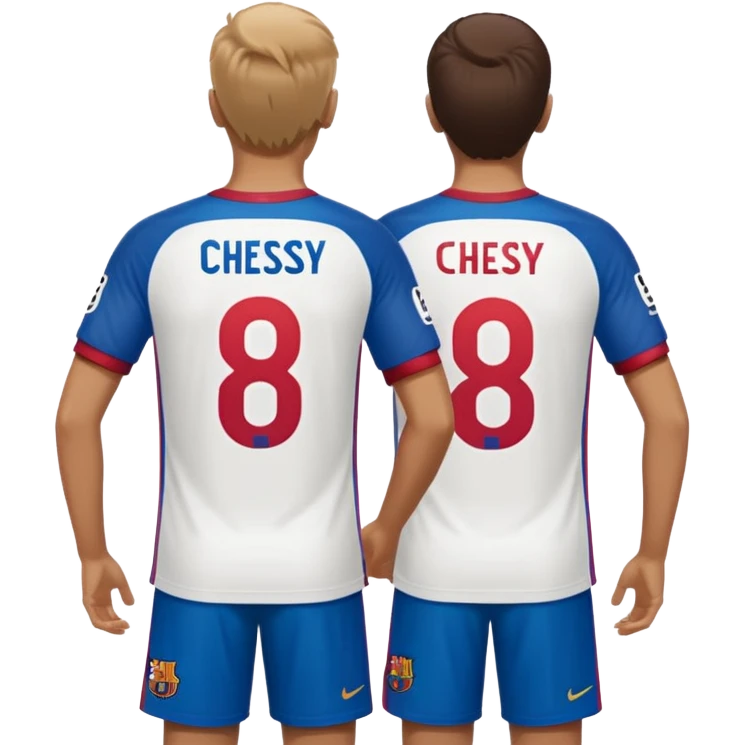 buat custom barcelona nama chessy nomor punggung 8 menghadap belakang hanya baju nama chessy tidak pakai orang nomor punggung 8 menghadap belakang nama chessy menghadap belakang emoji
