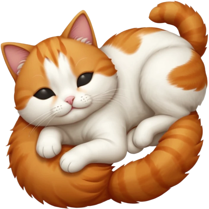 ginger and white small cat eyes closed lying down upside down emoji