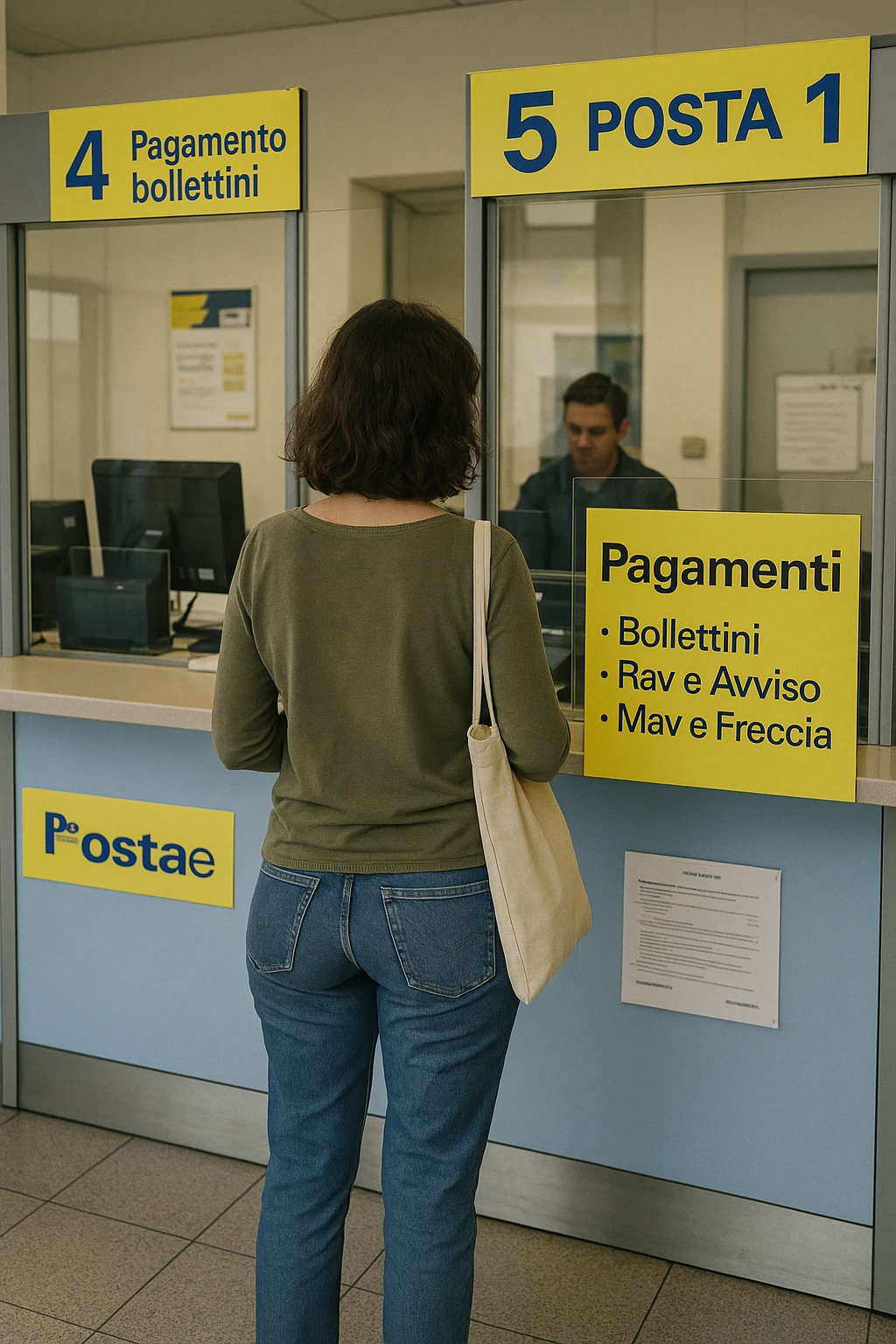 Donna che va a pagare le bollette, in italiano emoji