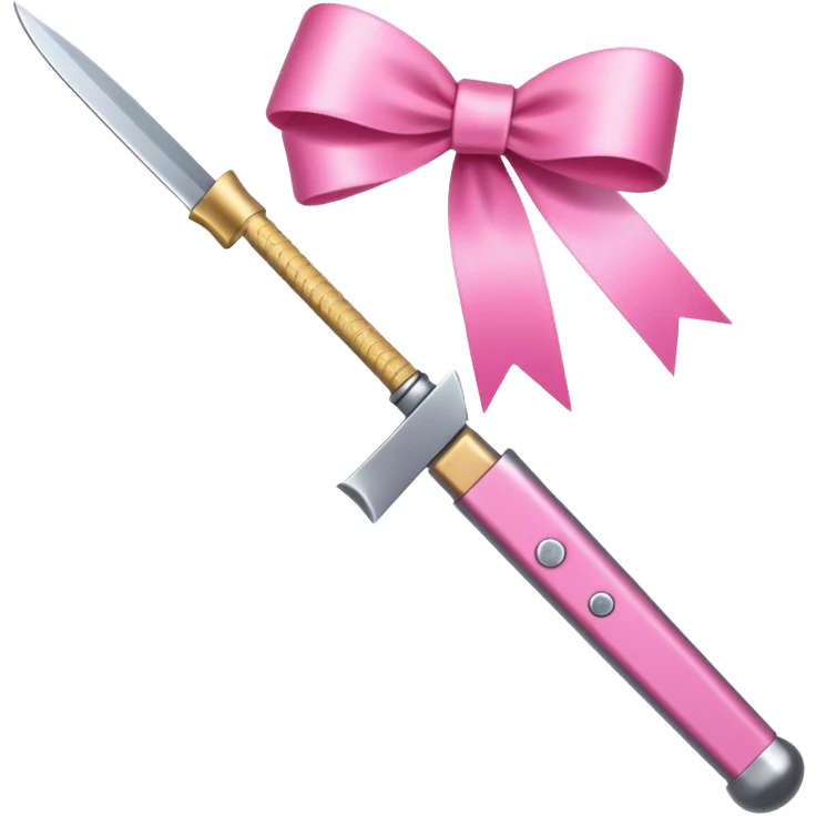 a knife with a pink ribbon bow emoji