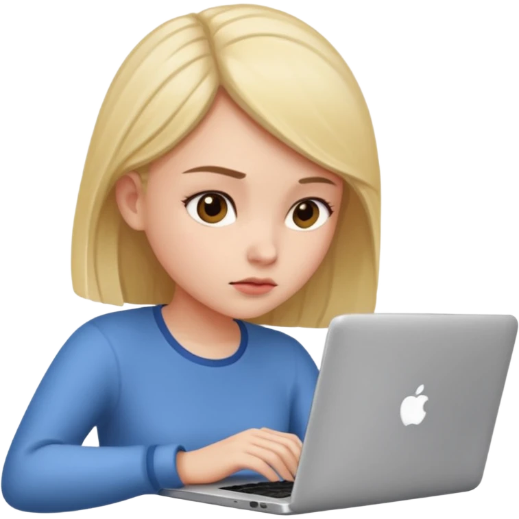 girl use laptaop emoji
