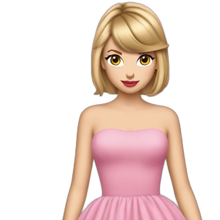 Taylor swift wering a pink dresse  emoji