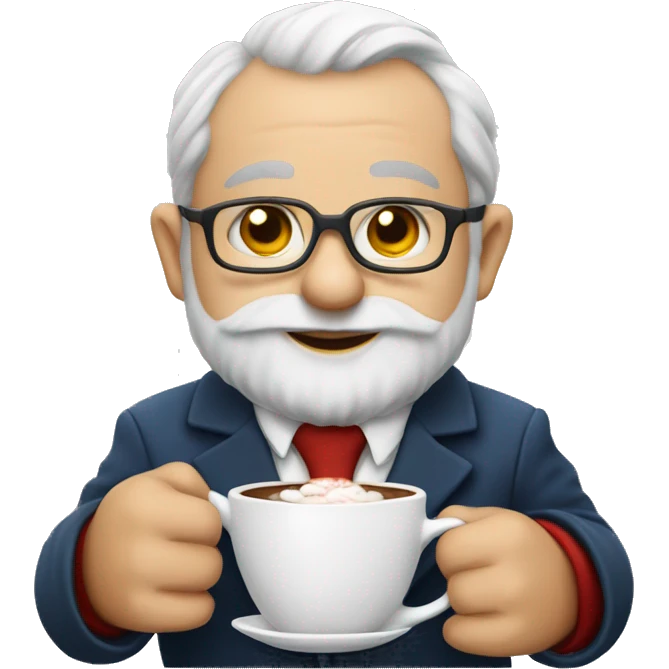 Give me a emoji of a gnome, wearing a suit, drinking hot cocoa emoji