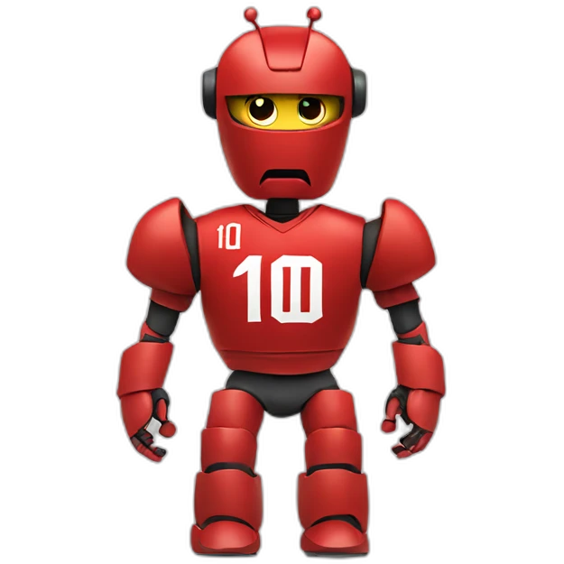 red robot torso wearing jersey number 10 emoji