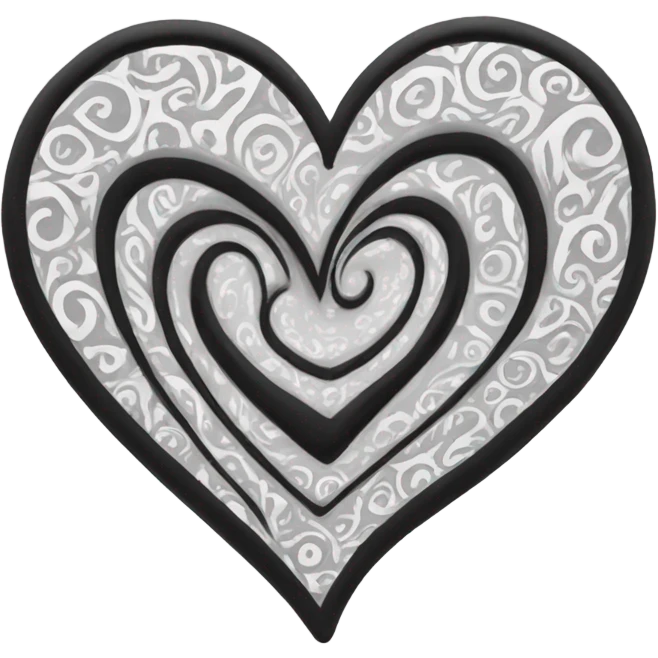 Black and white heart swirled  emoji