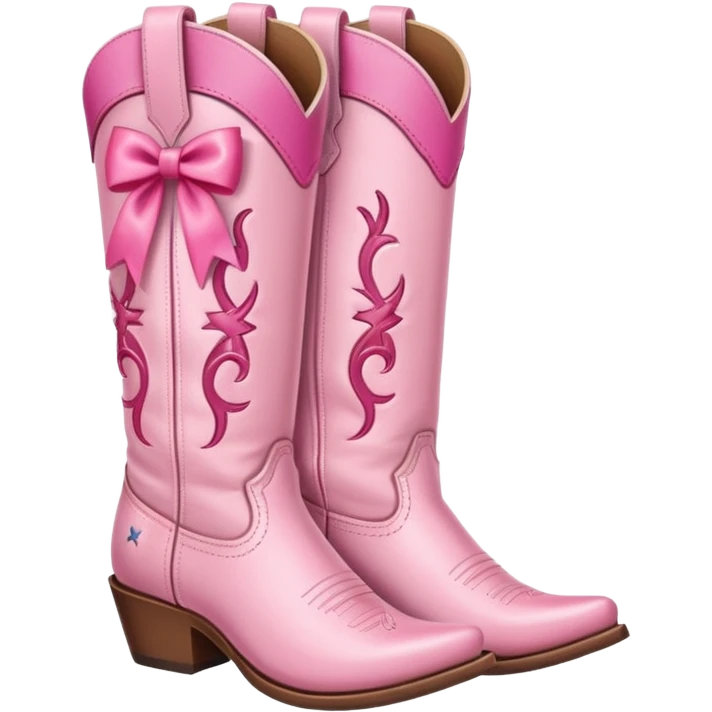 Cute cowgirl boots with pink ribbon emoji