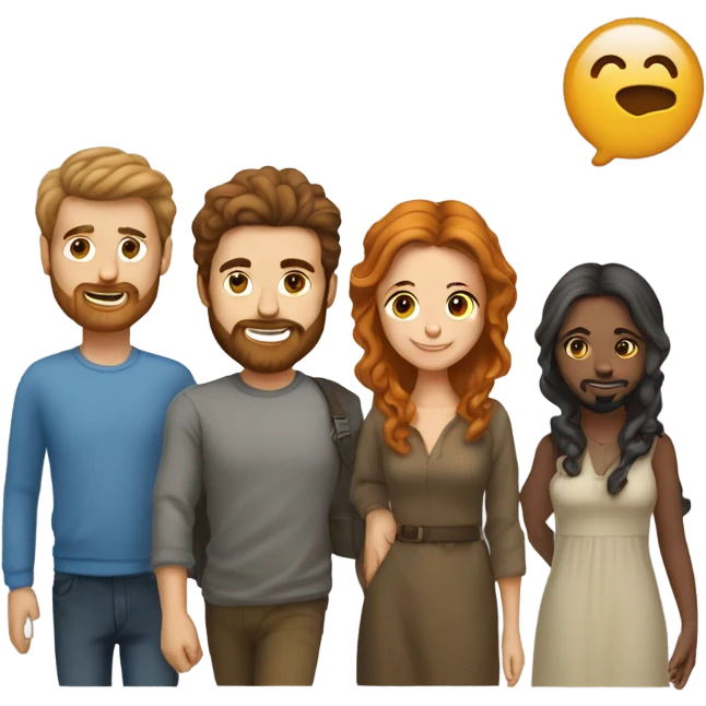 couple rousse et brun avec barbe emoji