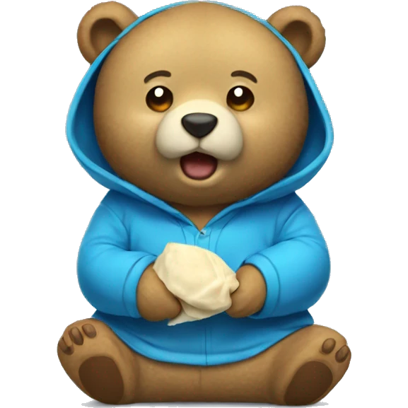  bear blue wearing hoodie eating dumpling emoji