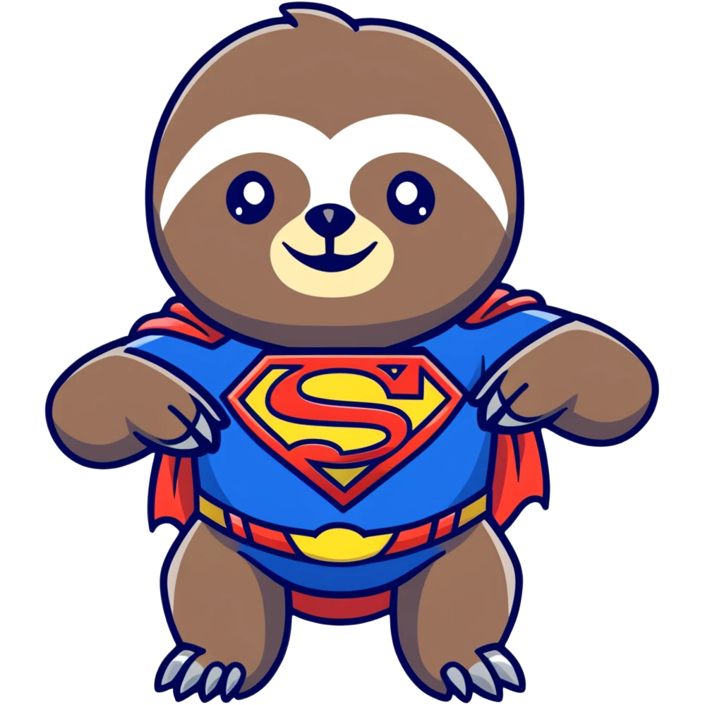 Sloth from The Goonies movie with deformed face and superman t-shirt emoji