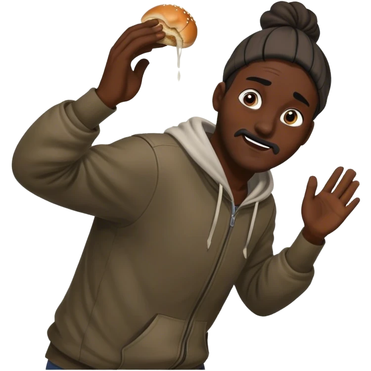 Homeless guy getting bun thrown at him emoji