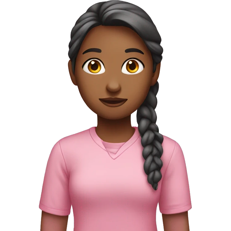 Girl in pink shirt looking emoji
