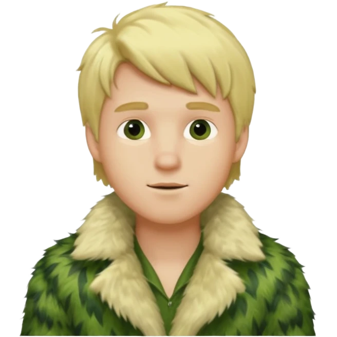  blonde male in green fur coat  emoji