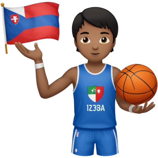 light black skin guy black hair in one hand basketball ball and in other 🇸🇮  emoji