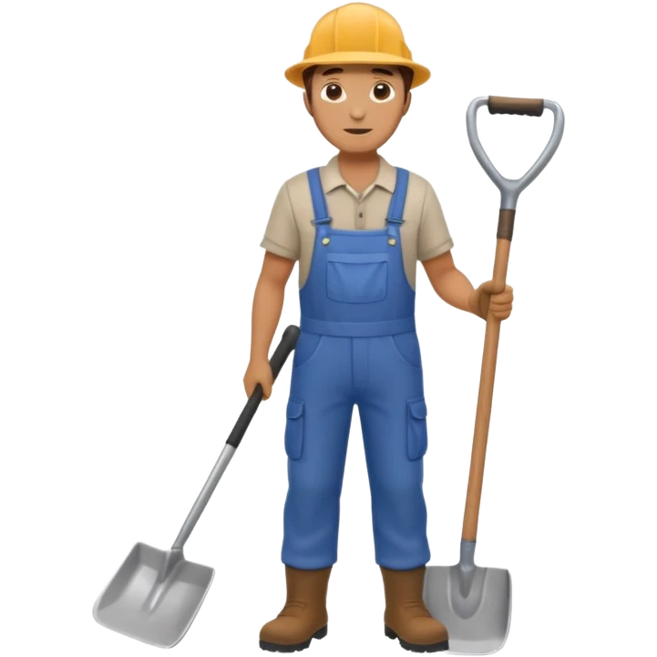 Landscaping company worker, shoveling, full body emoji