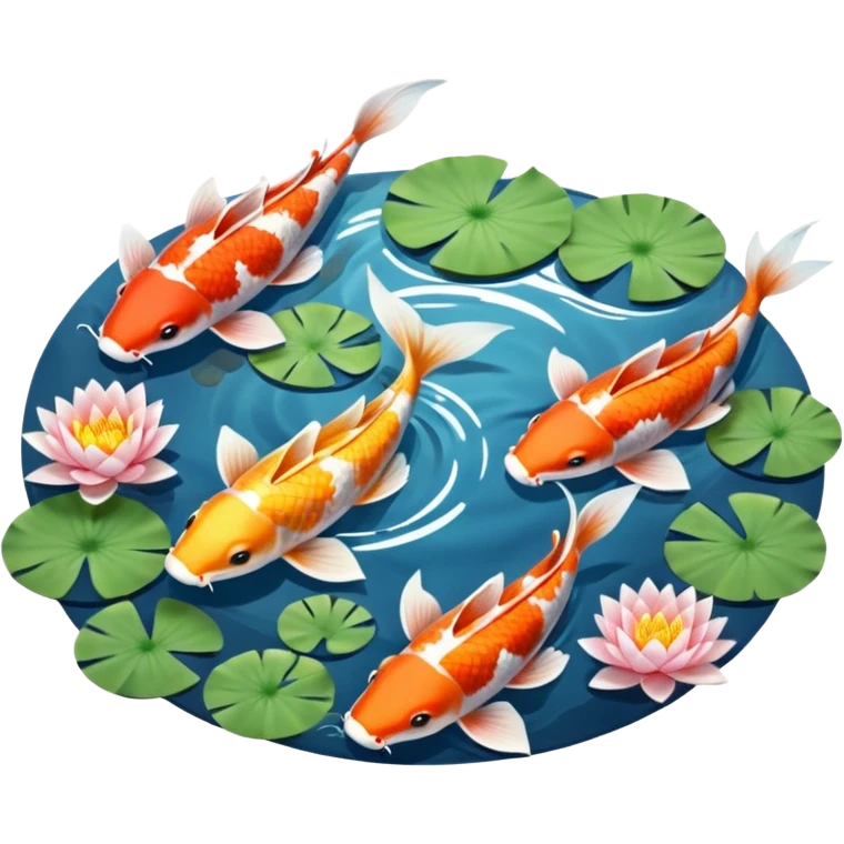 koi and lotus in circle pond emoji