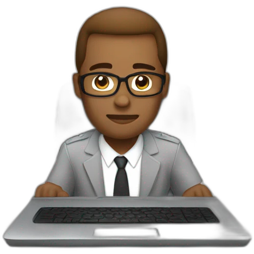 Dwayne joohnson on a computer working emoji
