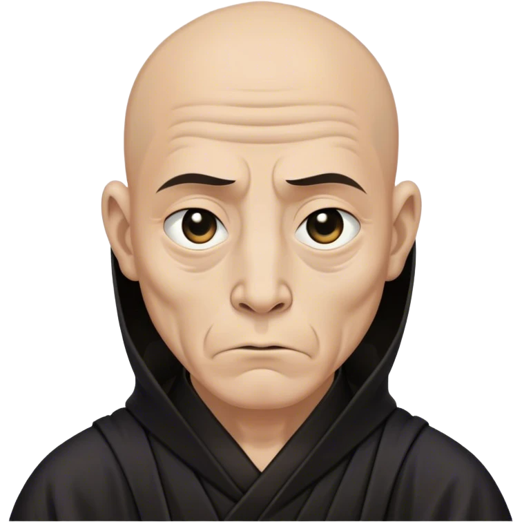 A silent monk with deep wrinkles, his black robe blending into the void, only his solemn eyes visible emoji