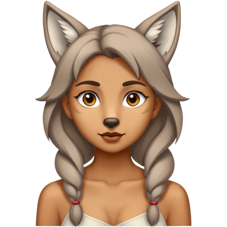a girl with a tail and ears of a wolf emoji