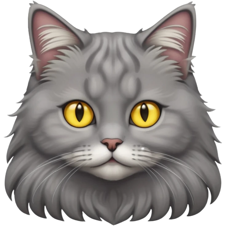 grey fluffy british long hair cat with yellow eyes cuteer  emoji