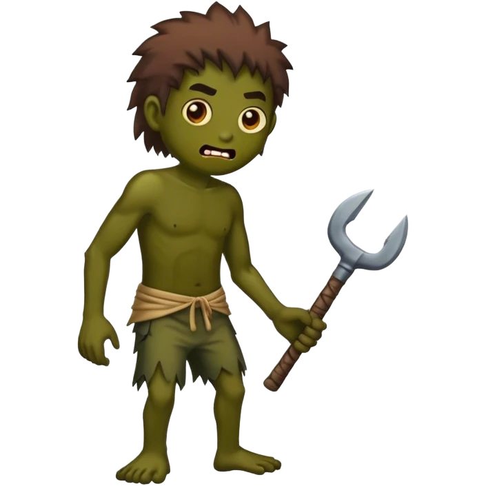 me faça um emoji de zumbi, com o cabelo longo castanho escuro, do pescoço pra cima emoji