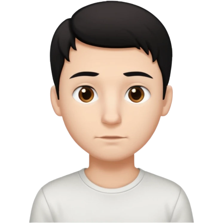 make a white boy with black hair and brown highlights with dark brown eyes with a plain white shirt and black plain pants with a nose piercing  emoji