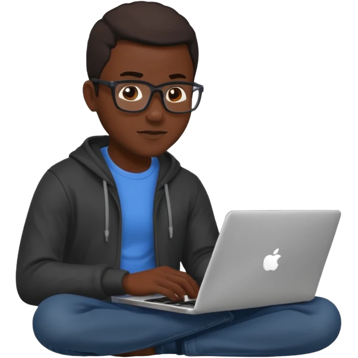 its a black colored man sitting working on a laptop with no face or anything emoji
