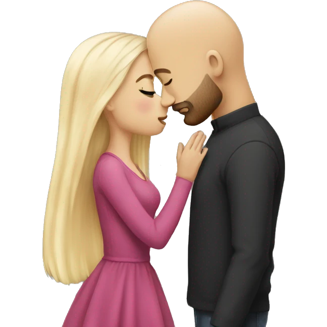bald man with beard kiss blondie girl  emoji