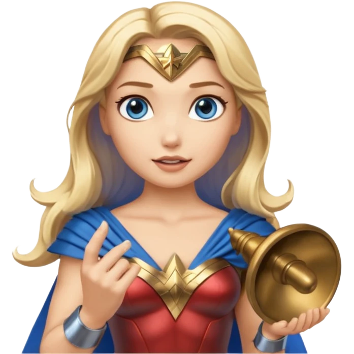 Blonde blue eyes Wonder Woman holding bell  emoji