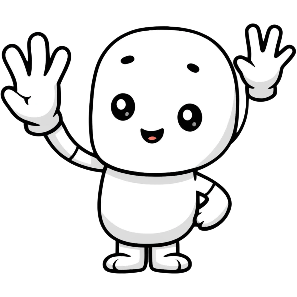cute character waving hand emoji