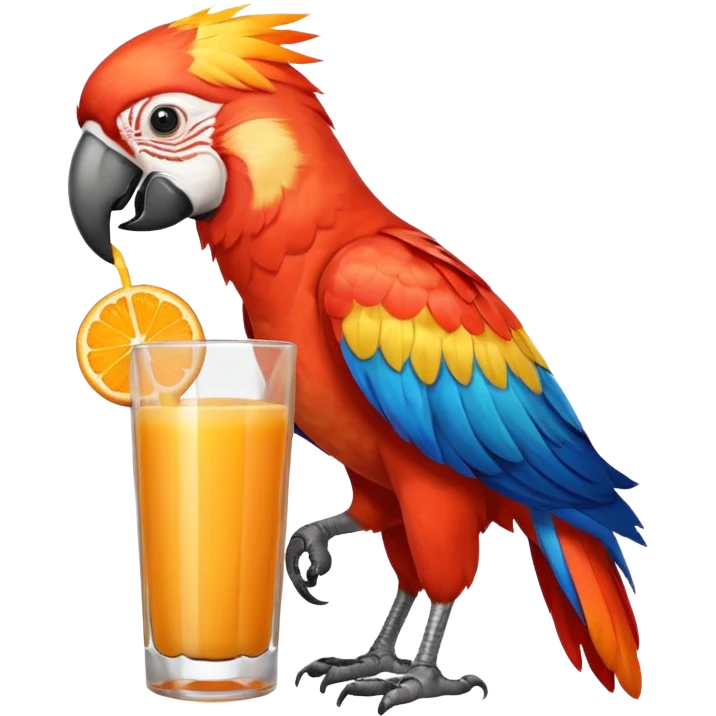 Macaw drinking orange juice emoji