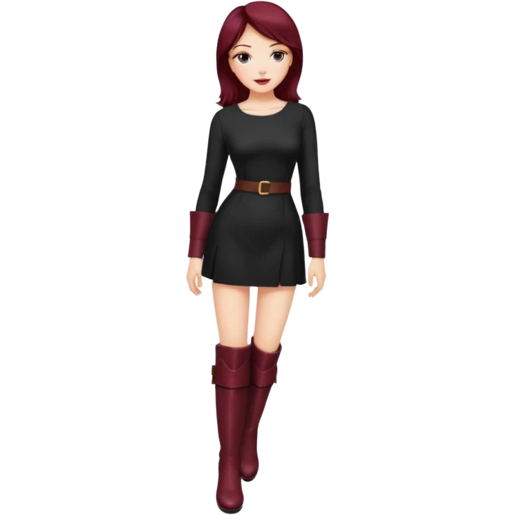 seductive woman with knee high heel burgundy boots emoji