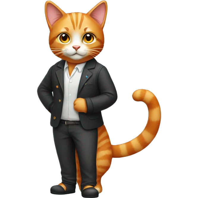 full body orange cat with casual party outfit emoji
