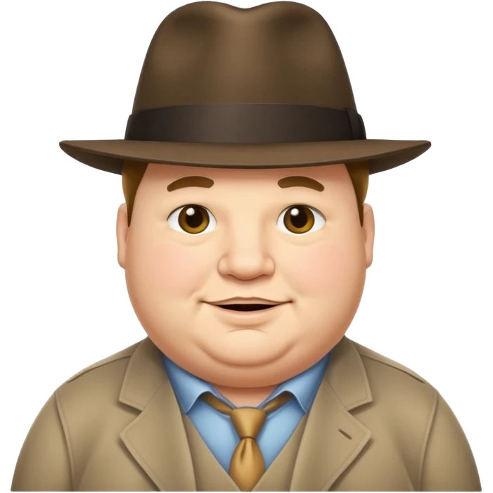 Fat guy tipping his fedora that’s in his head while smirking emoji