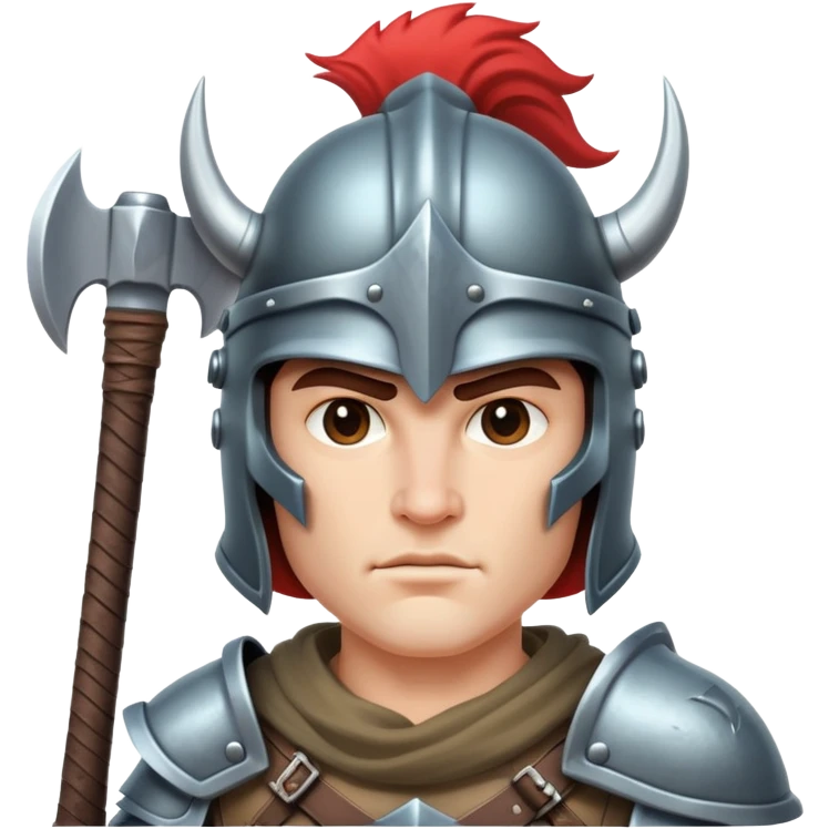 retro 80s fantasy warrior with helmet and battle axe emoji
