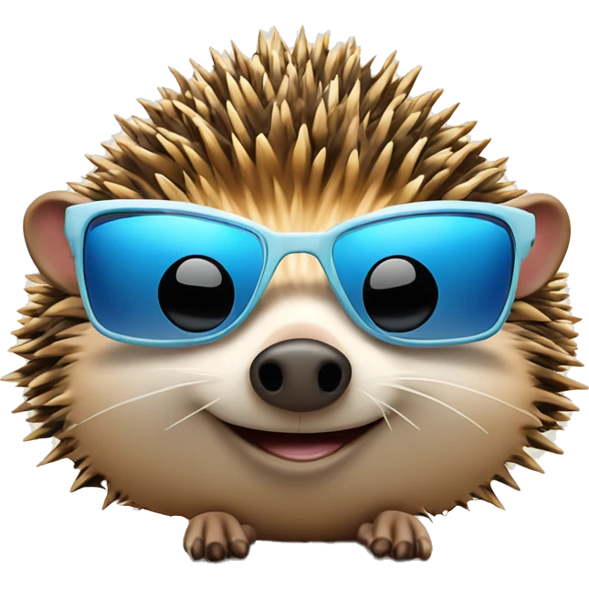 Hedgehog on sunbed sunbathing with sunglasses in benidorm emoji